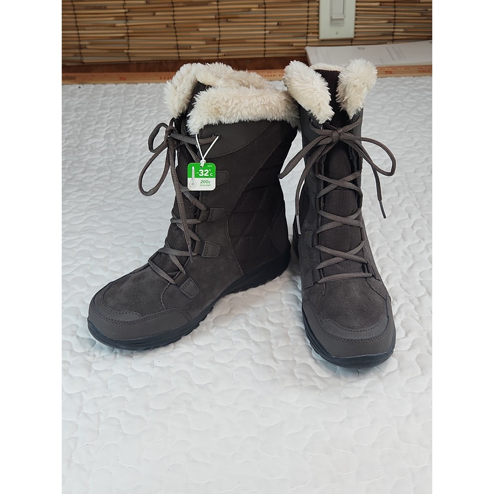 WOMEN 9 Columbia BOOTS Maiden II Brown Quilted Winter Insulated "Fur" Lace  NEW